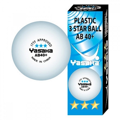 Мячи Yasaka 3* AB40+ Plastic x3 White