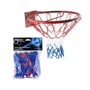 Сетка баскетбольная TORRES 4.0mm White/Red/Blue SS11050