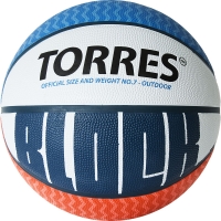 Мяч для баскетбола TORRES Block White/Blue/Orange B0207