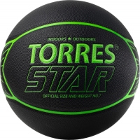 Мяч для баскетбола TORRES Star Black/Green B32312