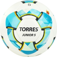Мяч для футбола TORRES Junior-5 White/Cyan F32022